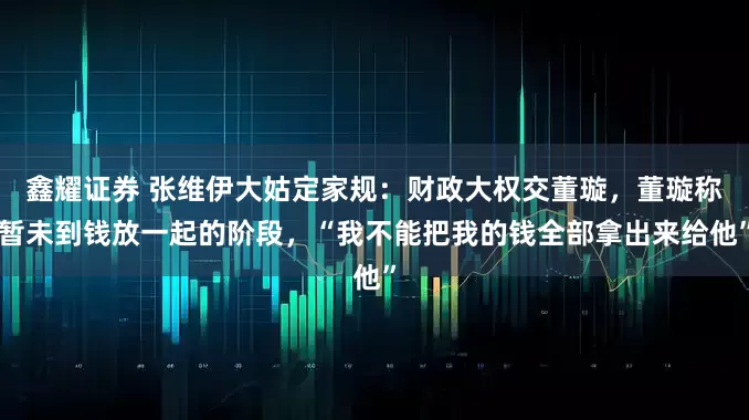 鑫耀证券 张维伊大姑定家规：财政大权交董璇，董璇称暂未到钱放一起的阶段，“我不能把我的钱全部拿出来给他”